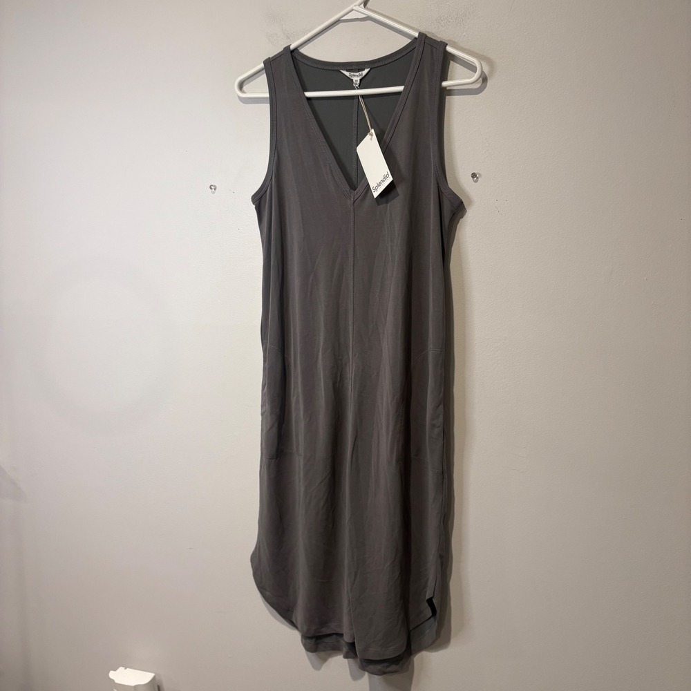 Splendid Collection Womens Modal Blend V-Neck Midi Dress Grey XS‎ NWT Minimal - Picture 2 of 7